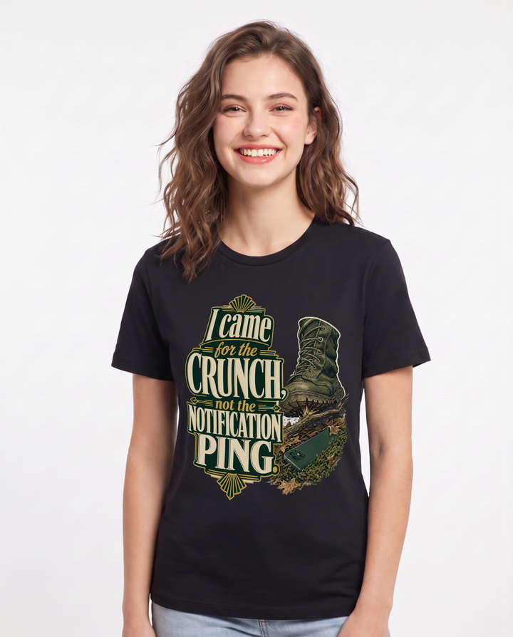 Hunting Women's Black T-Shirt – I came for the crunch, not the product image 1