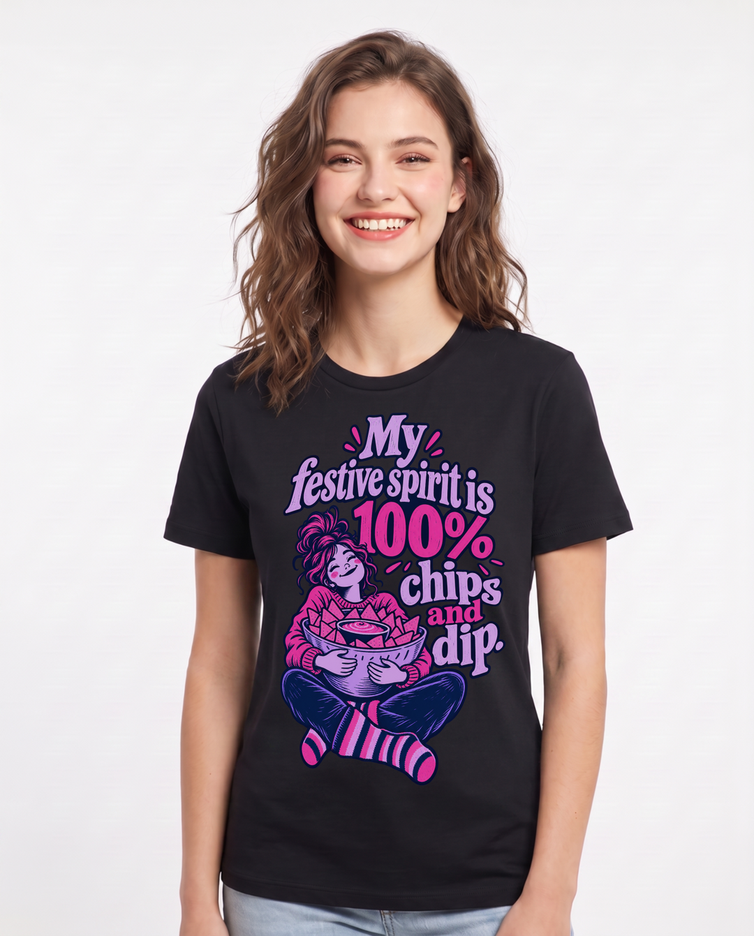 Christmas Black T-Shirt for Women – Holiday Theme Graphic Tee product image 3