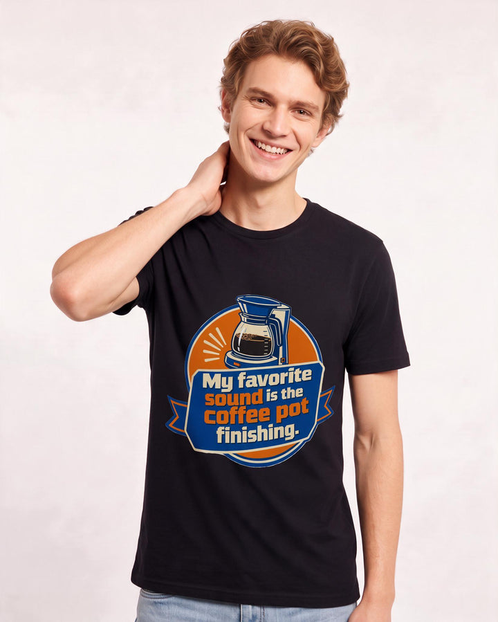 Graphic Men's Black T-Shirt - My favorite sound is the coffee pot product image 3
