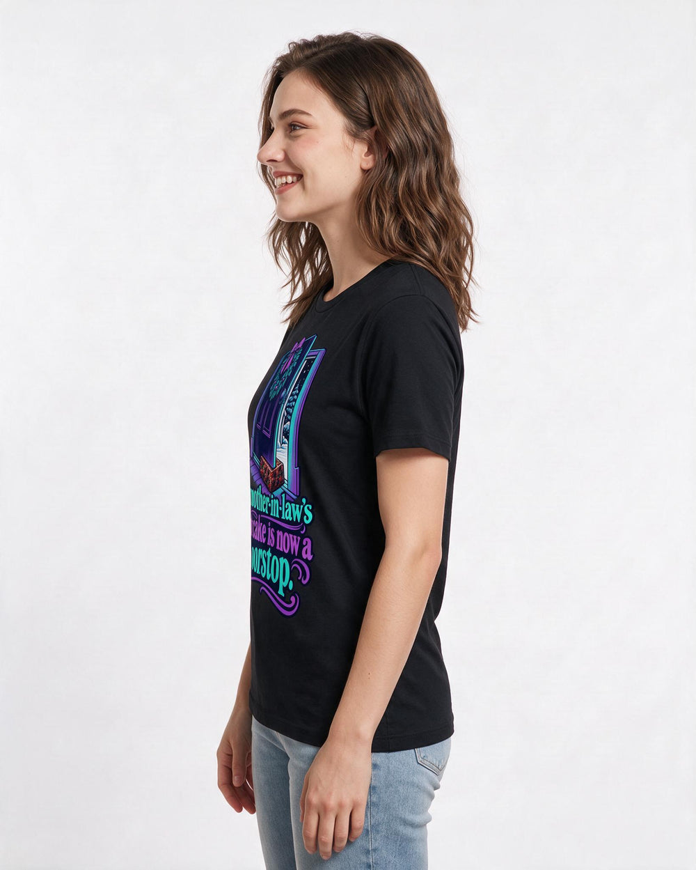 Christmas Black T-Shirt for Women – Holiday Theme Graphic Tee product image 2