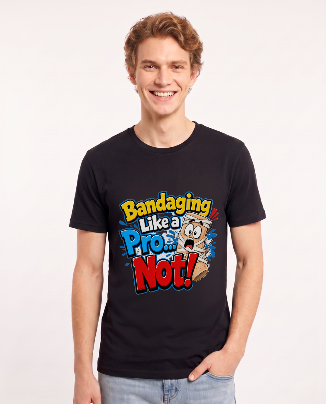 Bandaging Like a Pro... Not! Men's Black T-Shirt product image 2