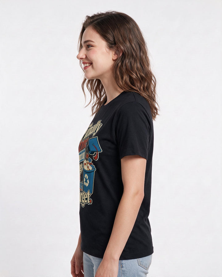 Graduation Women's Black T-Shirt – Finally done memorizing things I'll immediately forget. product image 2
