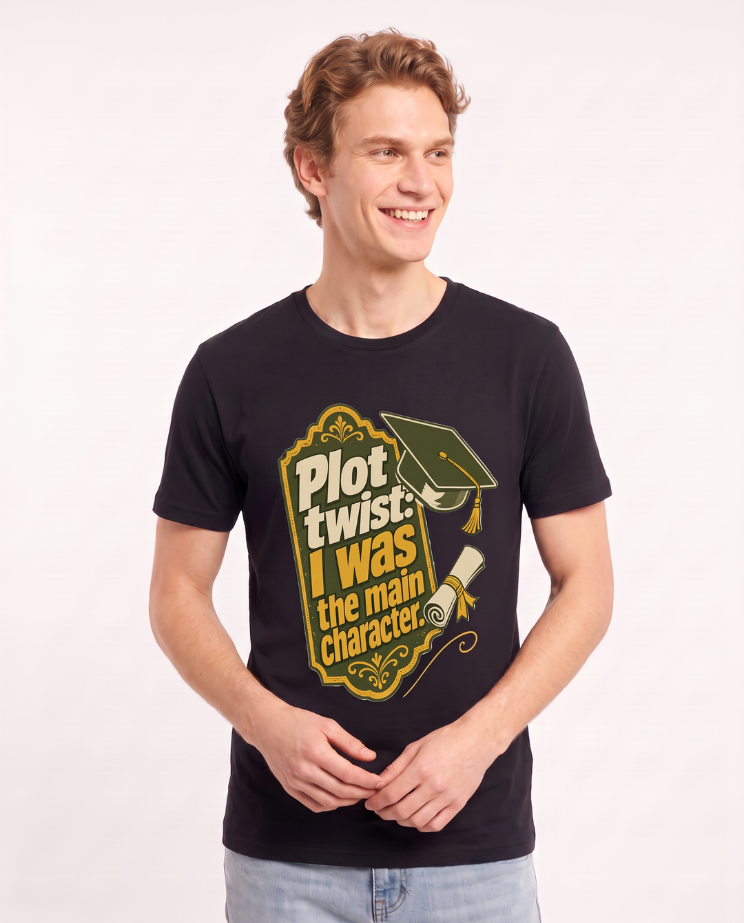 Graduation Gift Men's Black T-Shirt - Plot twist: I was the main product image 3