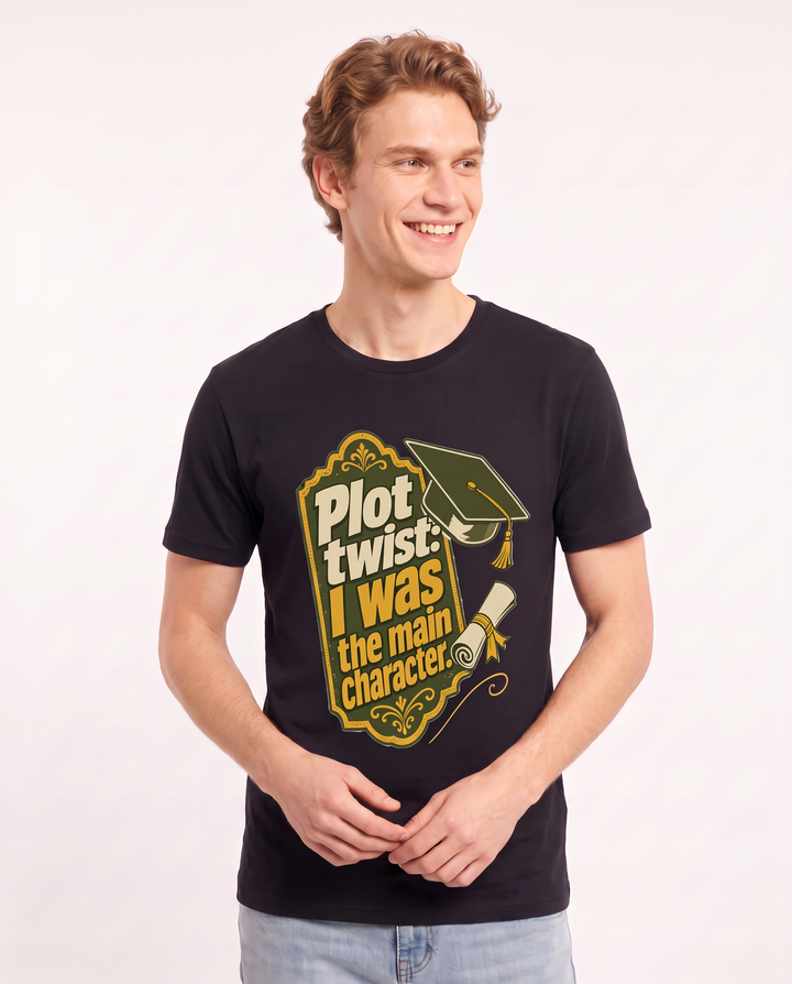 Graduation Gift Men's Black T-Shirt - Plot twist: I was the main product image 3