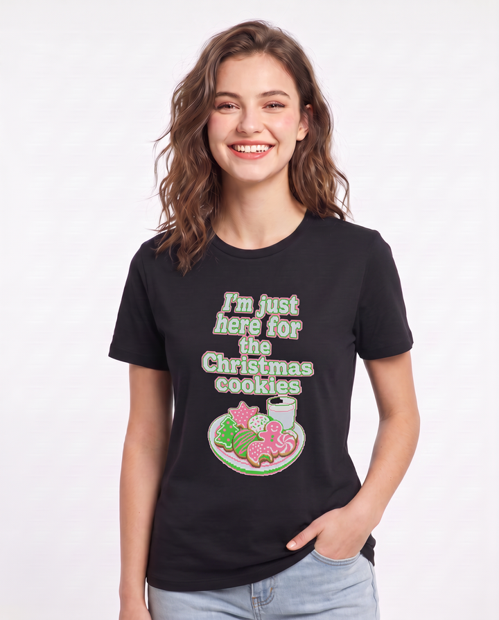 I'm just here for the Christmas cookies - Women's Black T-Shirt product image 1