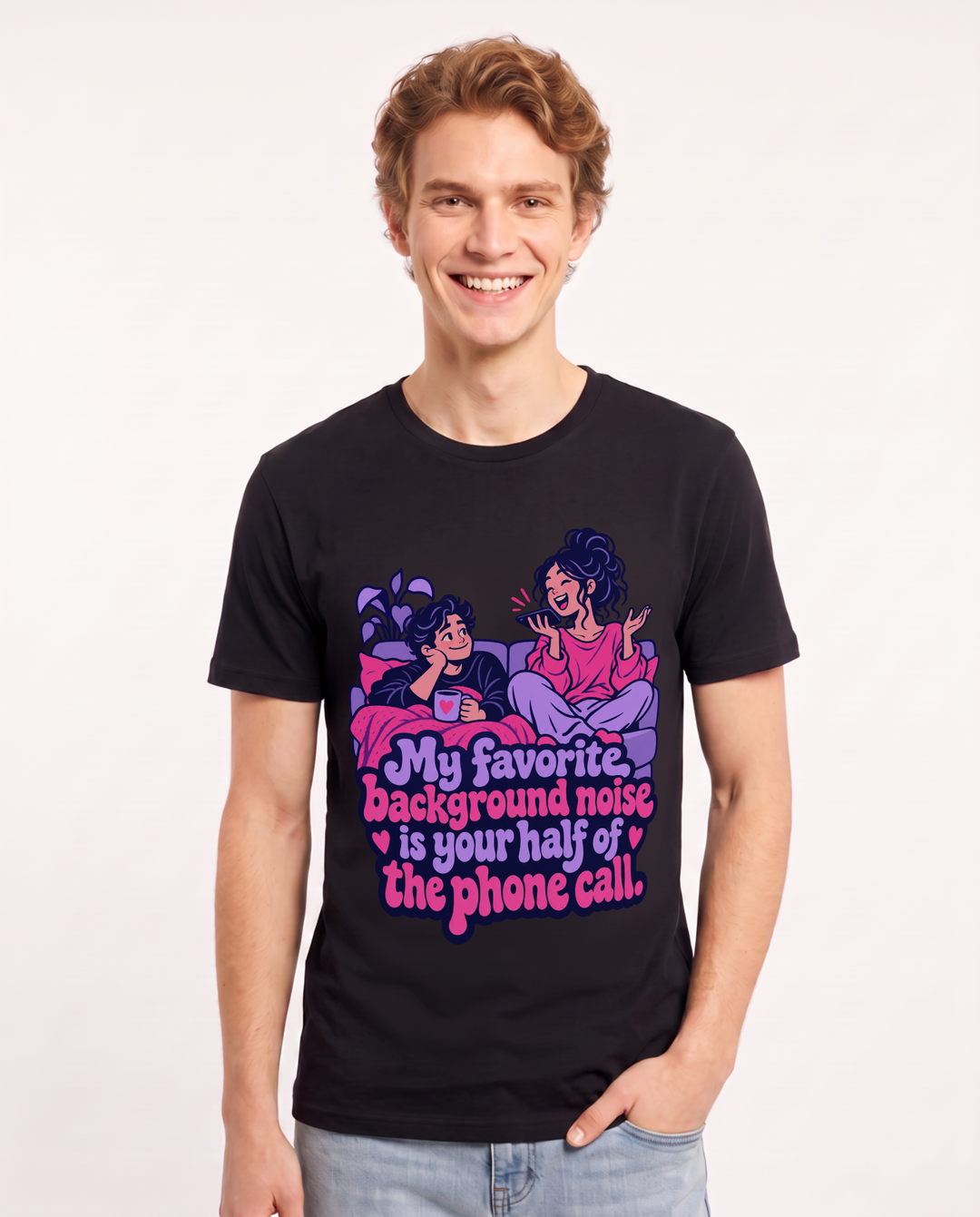 Couples Black T-Shirt for Men – Everyday Expression Graphic Tee product image 3