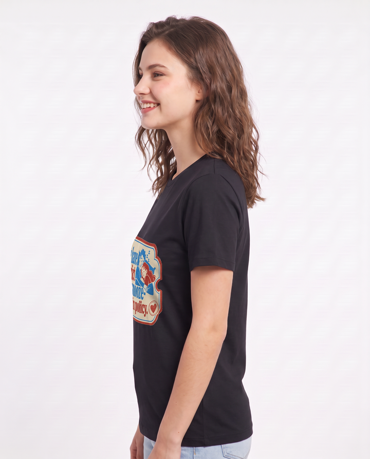 Couples Women's Black T-Shirt - We have a strict you-snooze-you-win product image 2