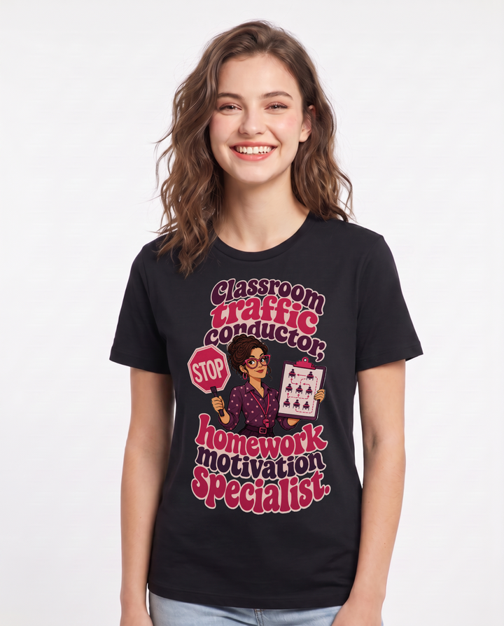 Teacher Black T-Shirt for Women – Everyday Expression Graphic Tee product image 3