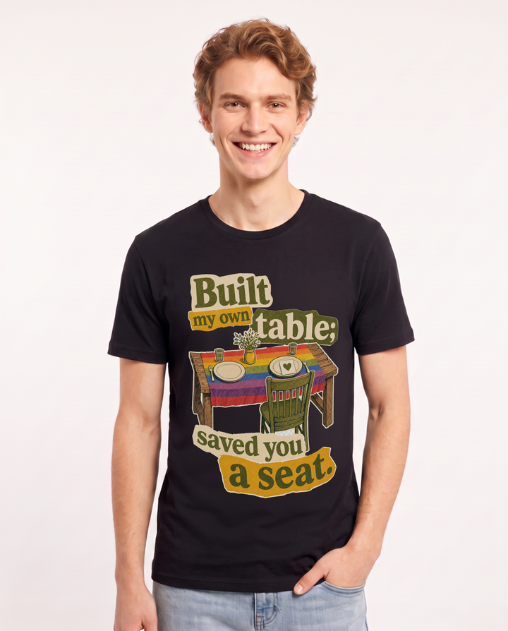 Pride Men's Black T-Shirt – Built my own table; saved you a seat. product image 1