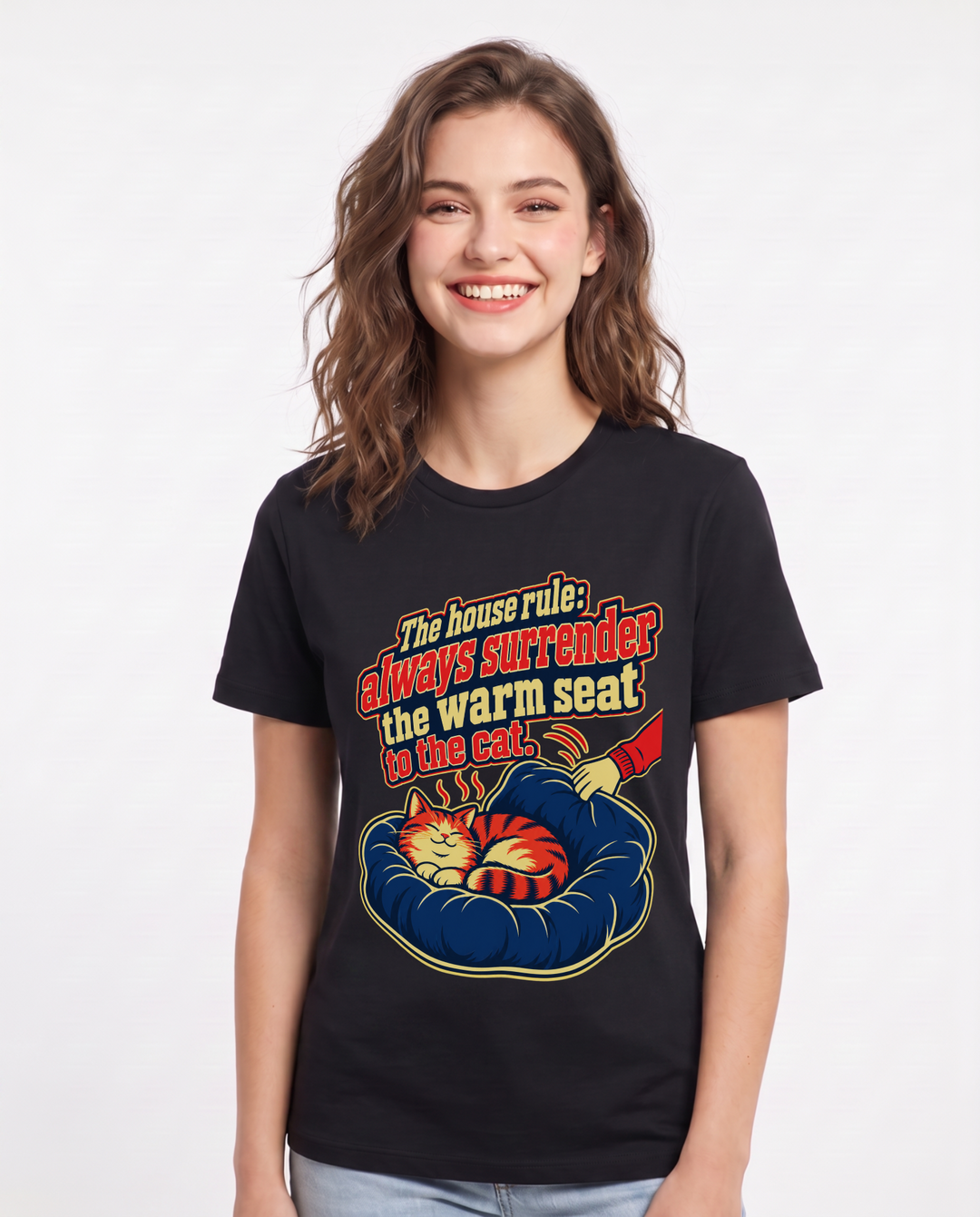 Cat Lover Black T-Shirt for Women – Everyday Expression Graphic Tee product image 3