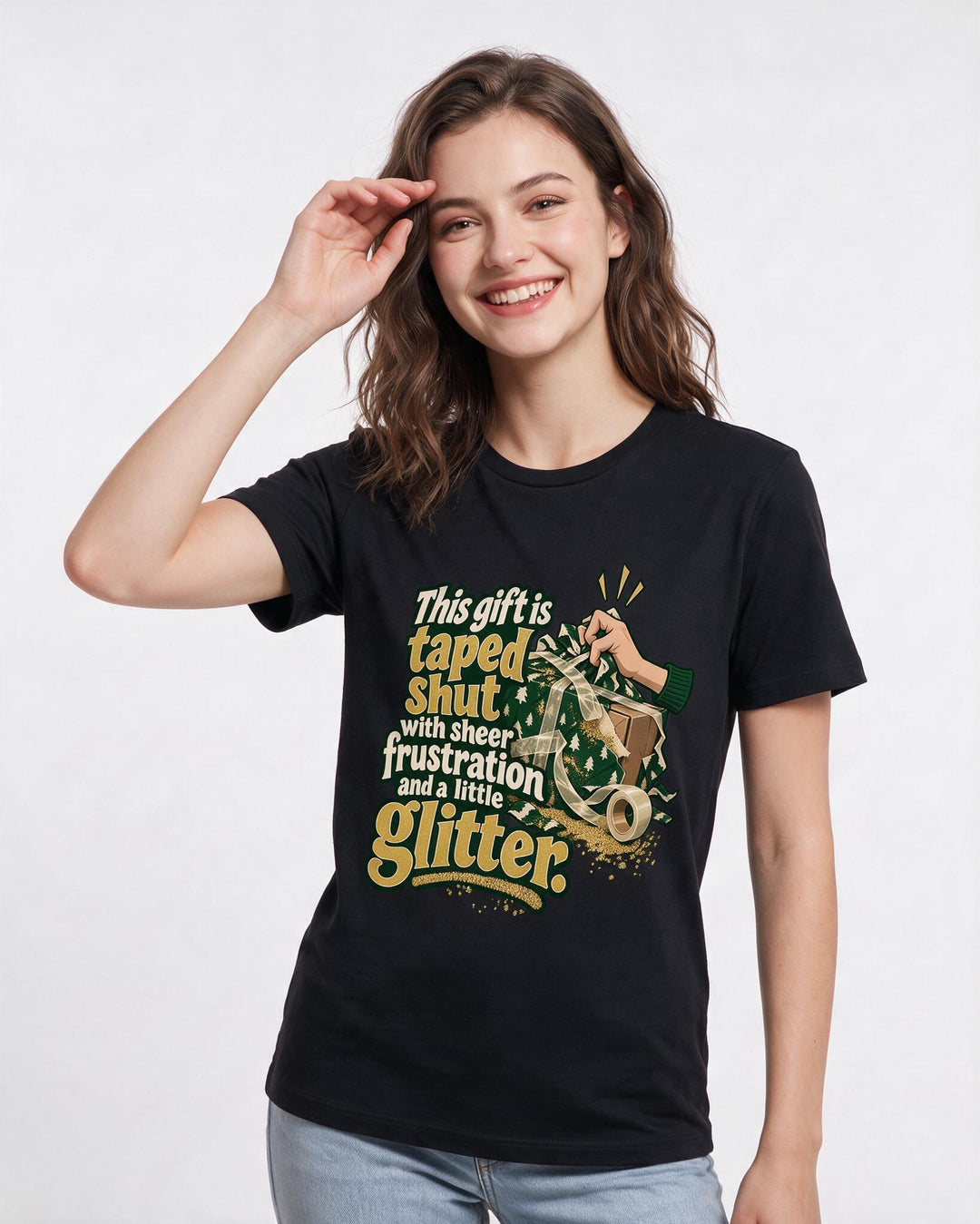 Christmas Black T-Shirt for Women – Holiday Theme Graphic Tee product image 1
