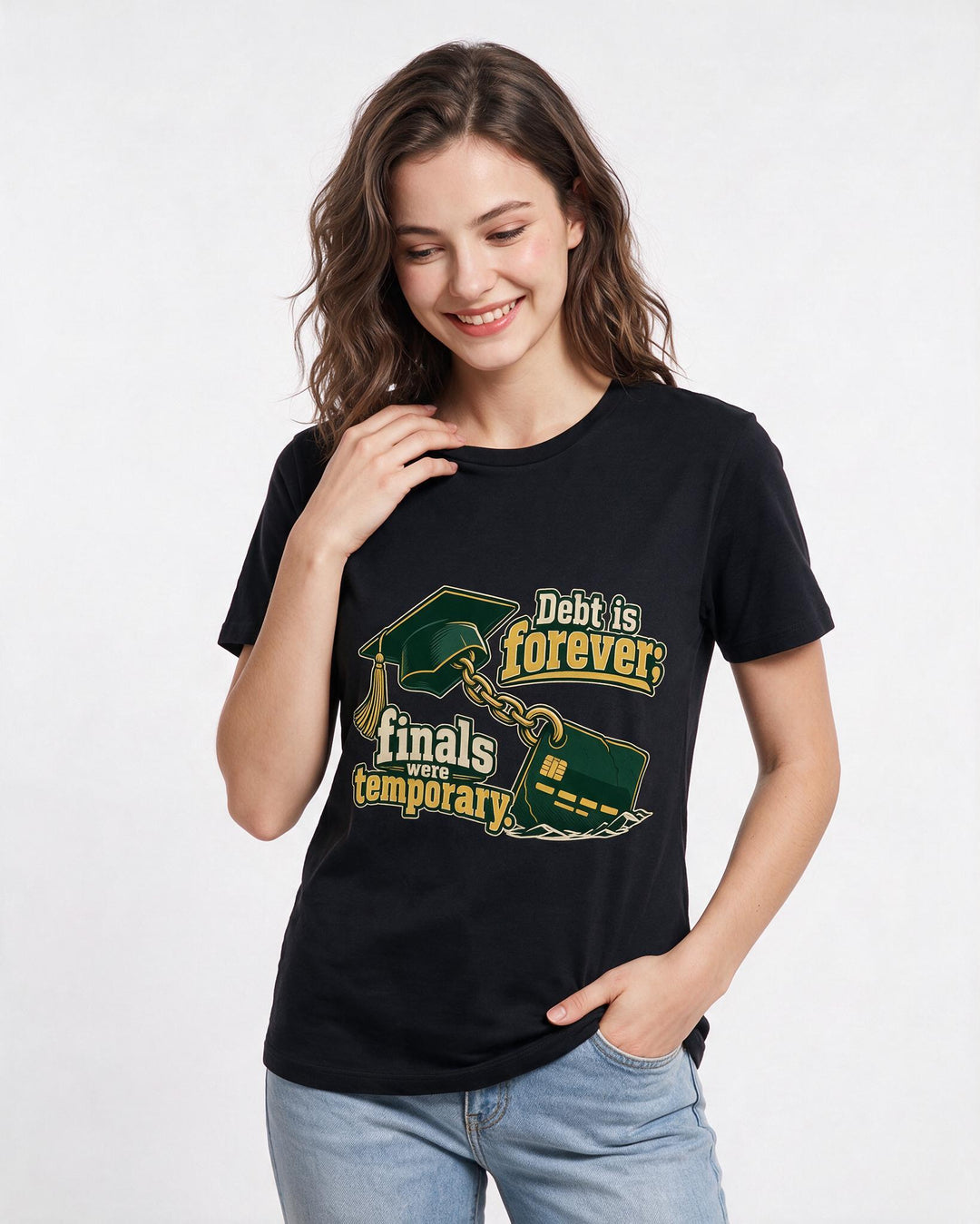 Graduation Black T-Shirt for Women – Everyday Expression Graphic Tee product image 1
