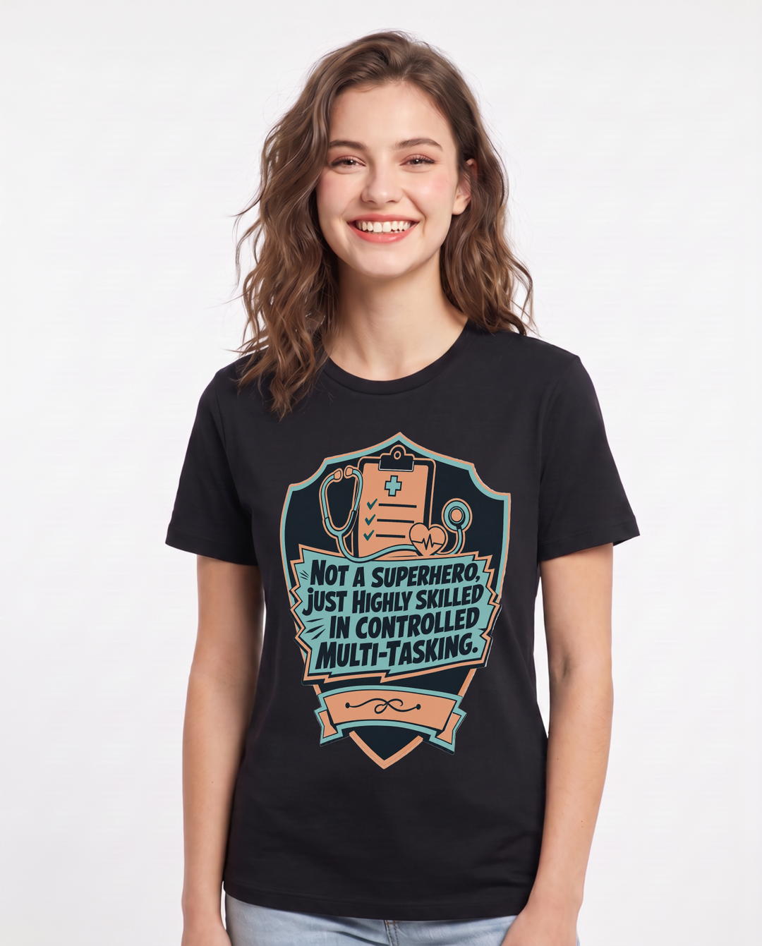 Nurse Gift Women's Black T-Shirt - Not a superhero, just highly product image 1