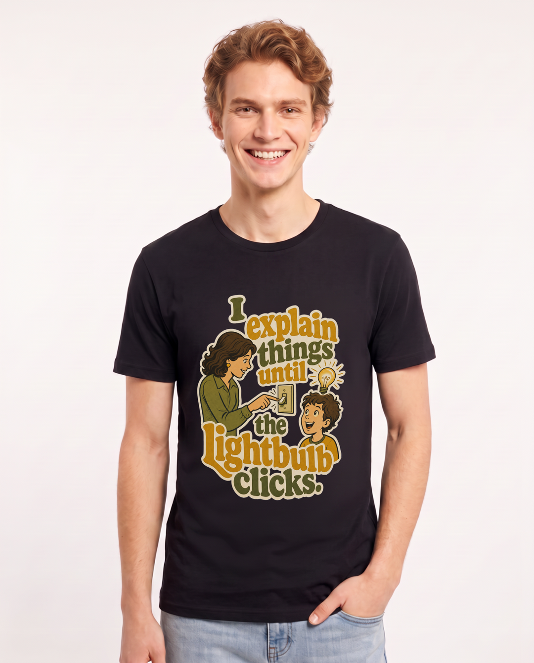 Teacher Black T-Shirt for Men – Everyday Expression Graphic Tee product image 1