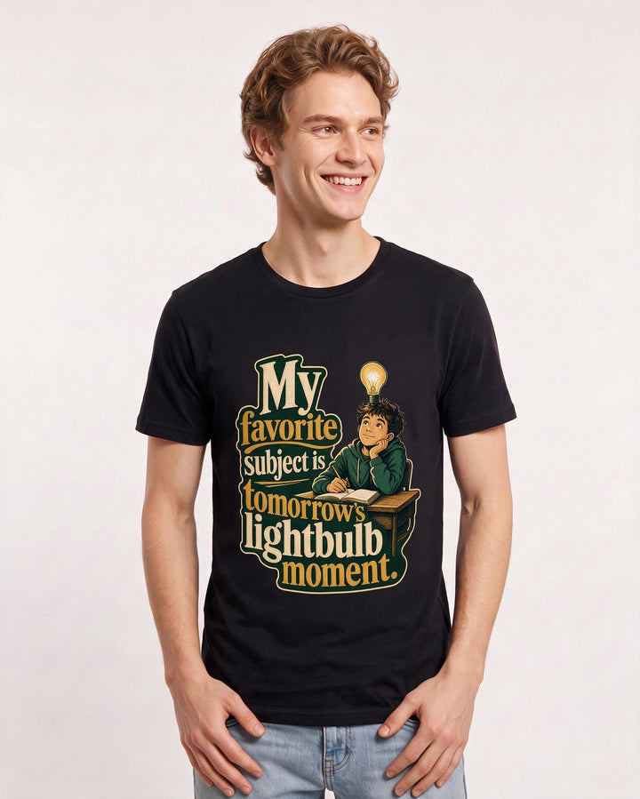 Teacher Men's Black T-Shirt – My favorite subject is tomorrow's lightbulb moment. product image 3