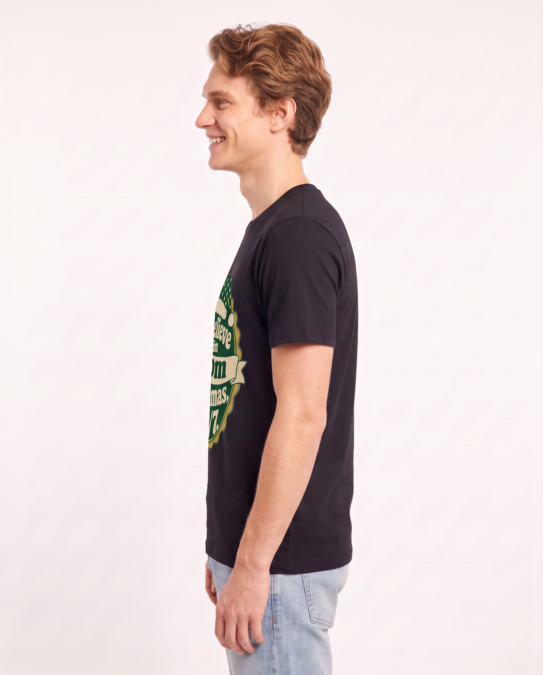 Christmas Men's Black T-Shirt - I believe in 8pm pajamas, 24/7. product image 2