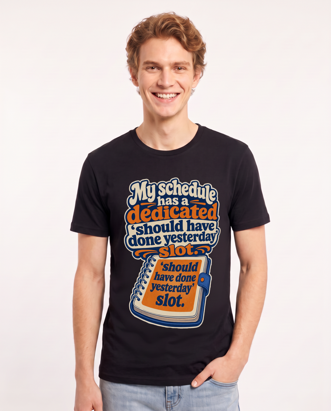 Funny Meme Men's Black T-Shirt – should have done yesterday product image 1