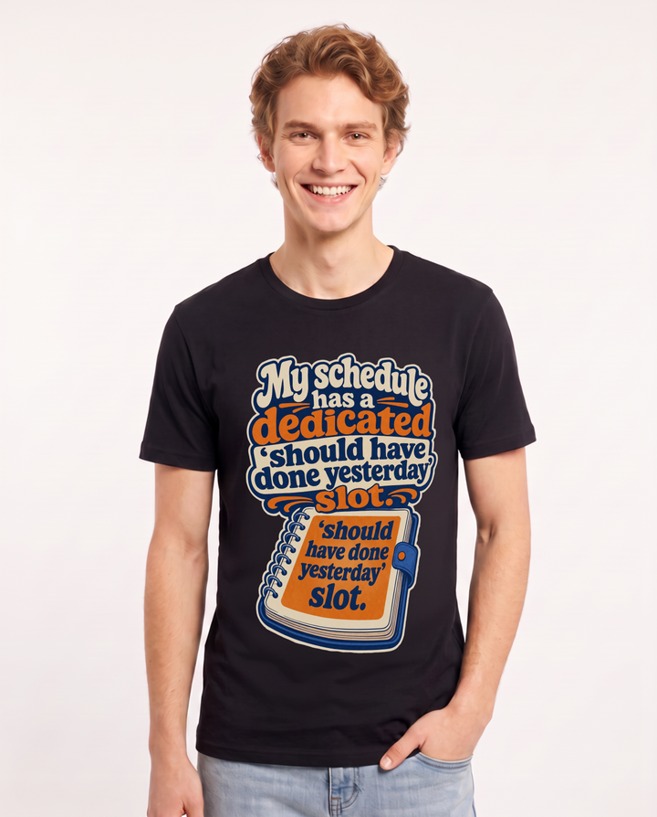 Funny Meme Men's Black T-Shirt – should have done yesterday product image 1