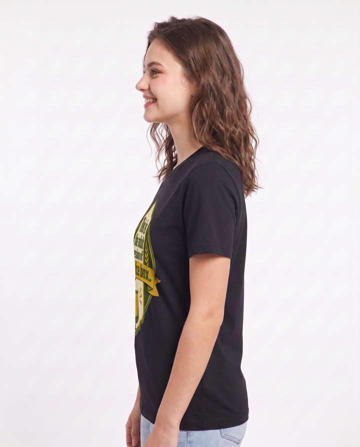 Funny Beer Women's Black T-Shirt - This is the adult version of a product image 2