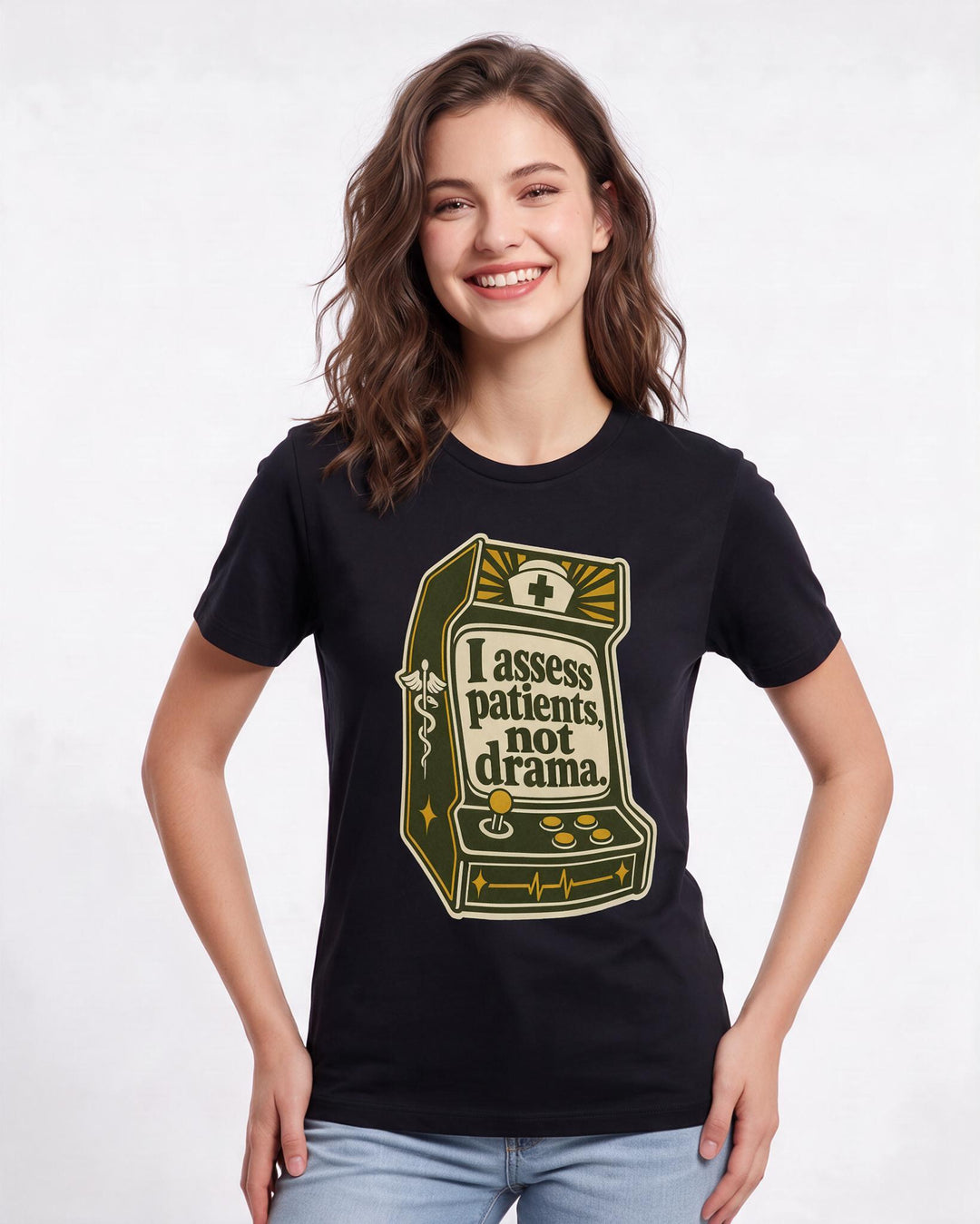Nurse Gift Women's Black T-Shirt - I assess patients, not drama. product image 3
