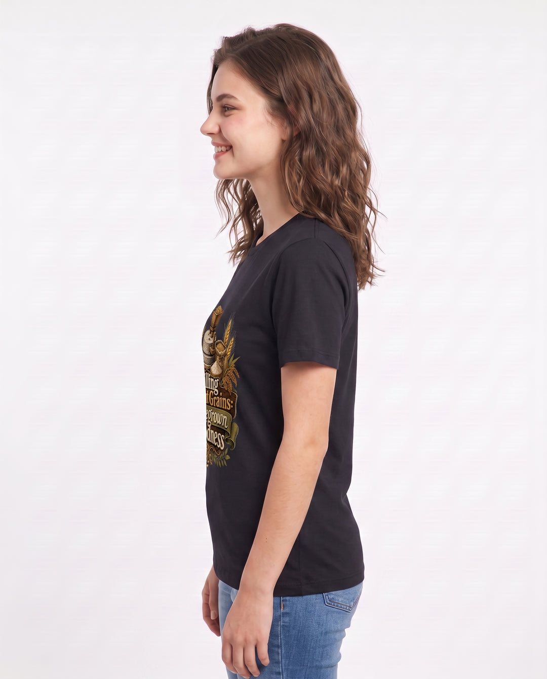 Milling Ancient Grains: Homegrown Goodness Women's Black T-Shirt product image 3