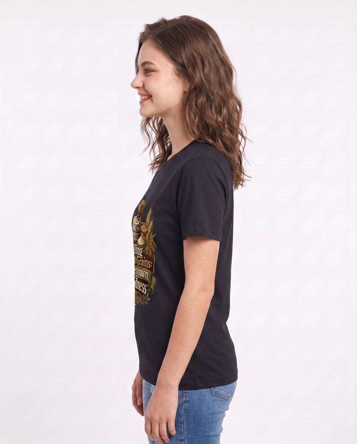 Milling Ancient Grains: Homegrown Goodness Women's Black T-Shirt product image 3