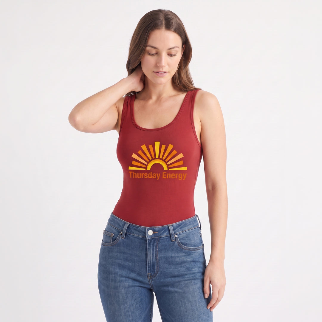 Abstract Sunrise With Dynamic Typography Sleeveless Tank Bodysuit product photo 3