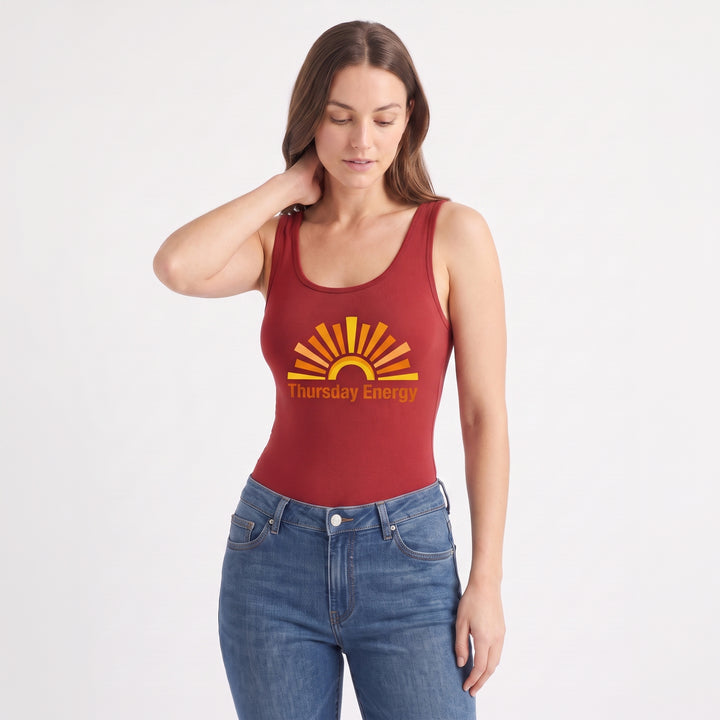 Abstract Sunrise With Dynamic Typography Sleeveless Tank Bodysuit product photo 3