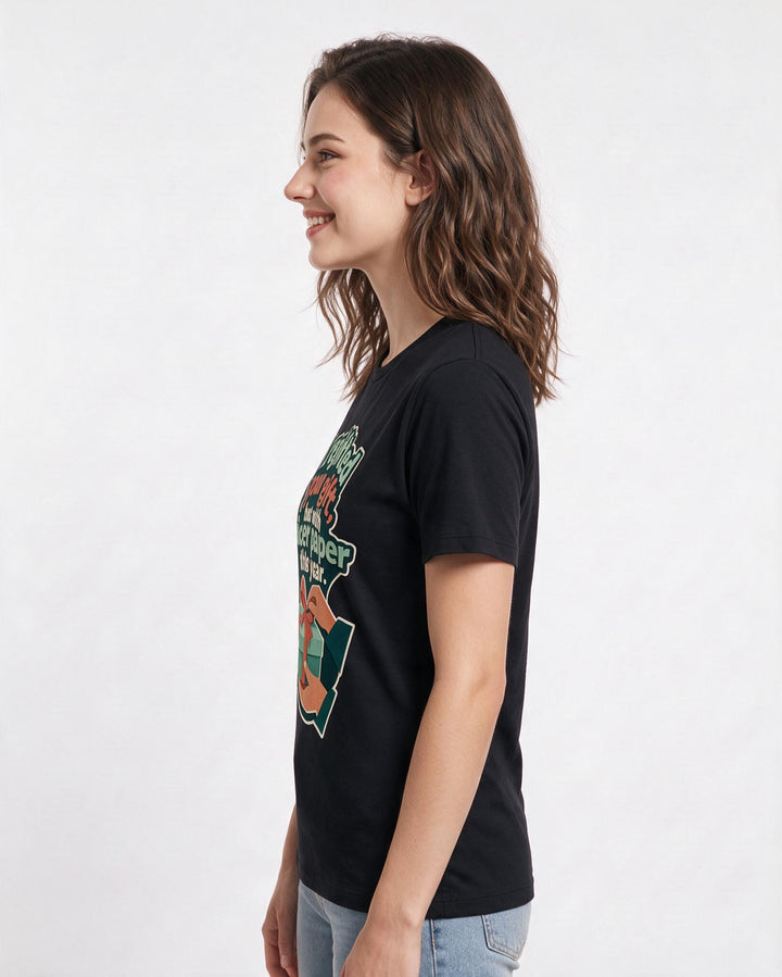 Christmas Black T-Shirt for Women – Holiday Theme Graphic Tee product image 2