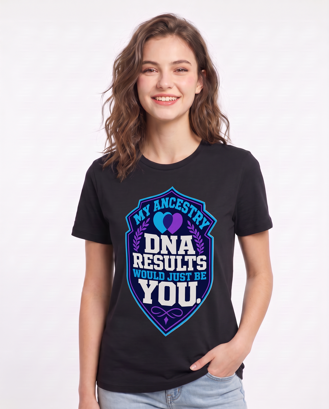 Couples Women's Black T-Shirt - My Ancestry DNA Results Would Just Be product image 3