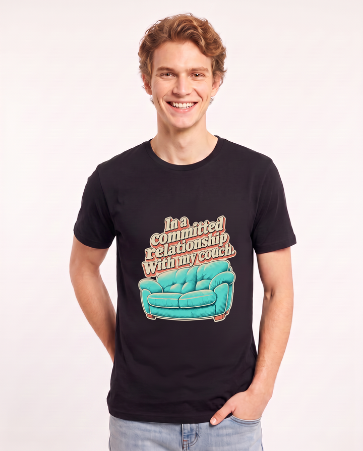 In a committed relationship with my couch. - Men's Black T-Shirt product image 1