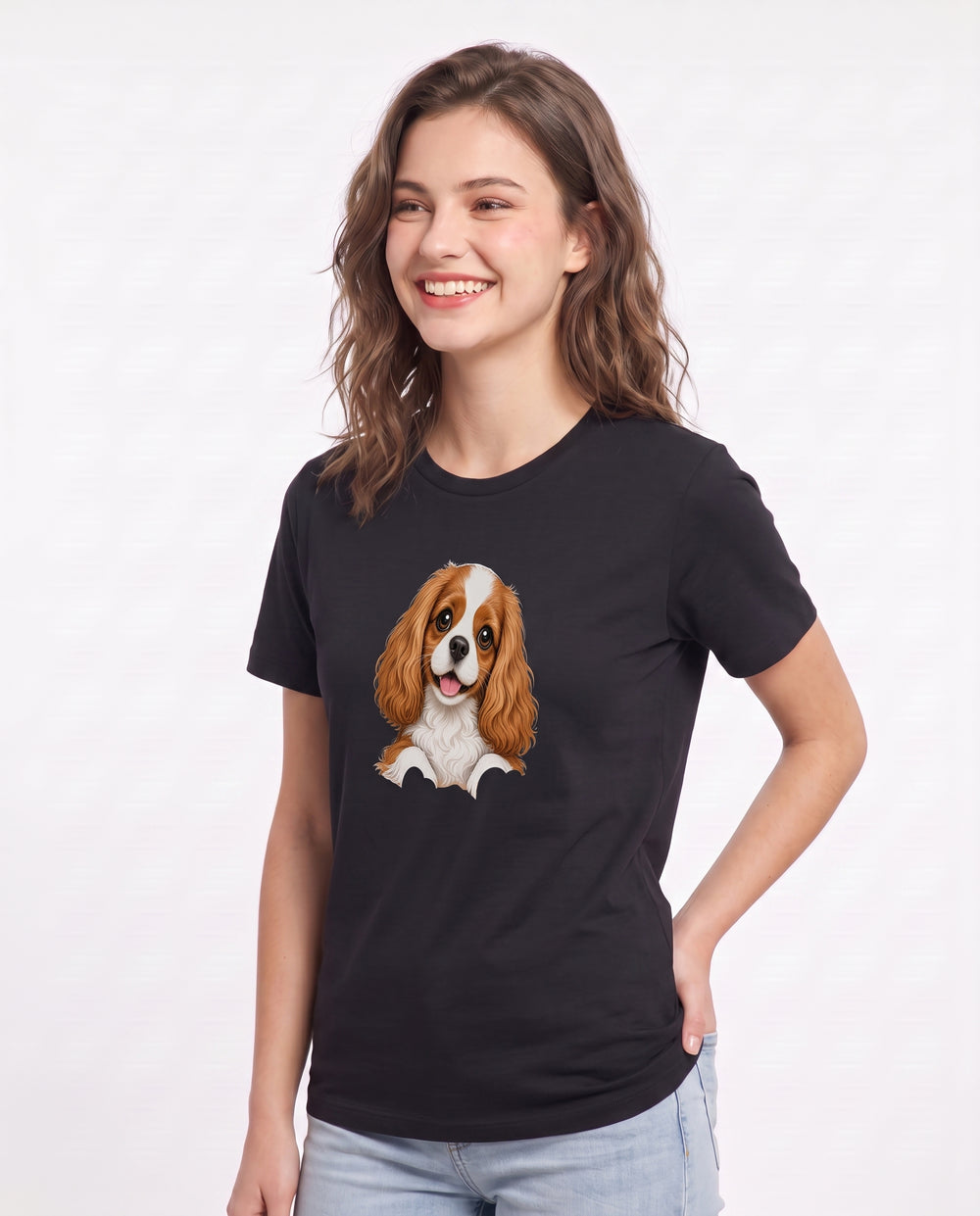 Cavalier Mom: My Little Love Bug Women's Black T-Shirt product image 3