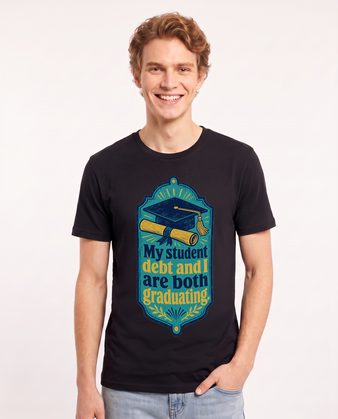 Graduation Gift Men's Black T-Shirt - My student debt and I are both product image 1