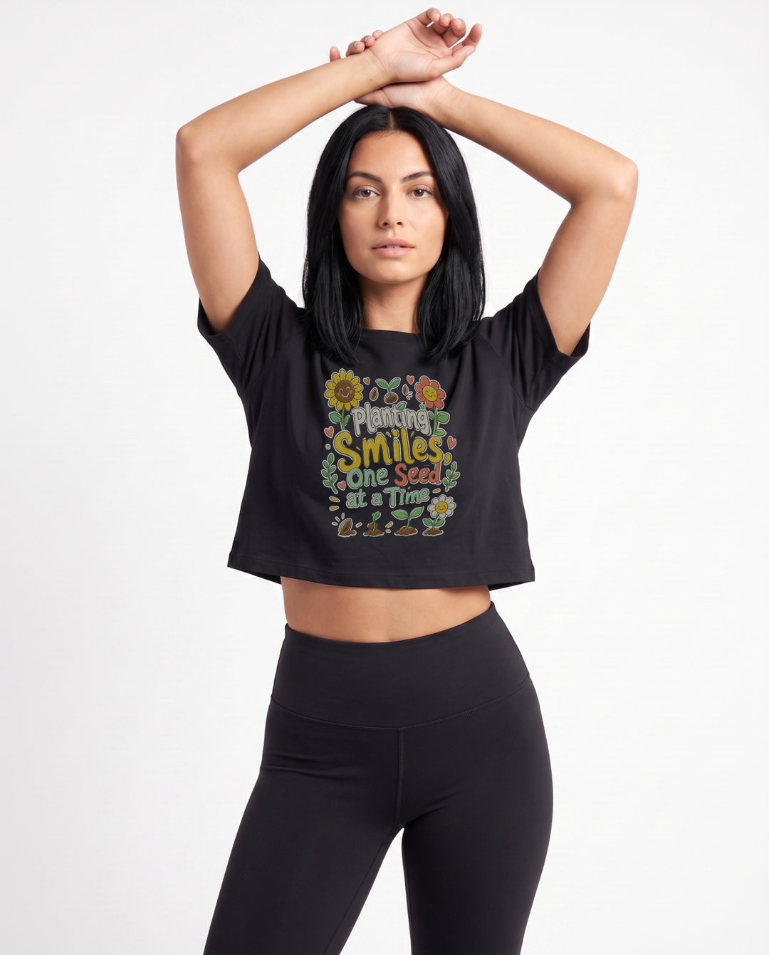 Planting Smiles, One Seed At A Time Crop Top mockup 1