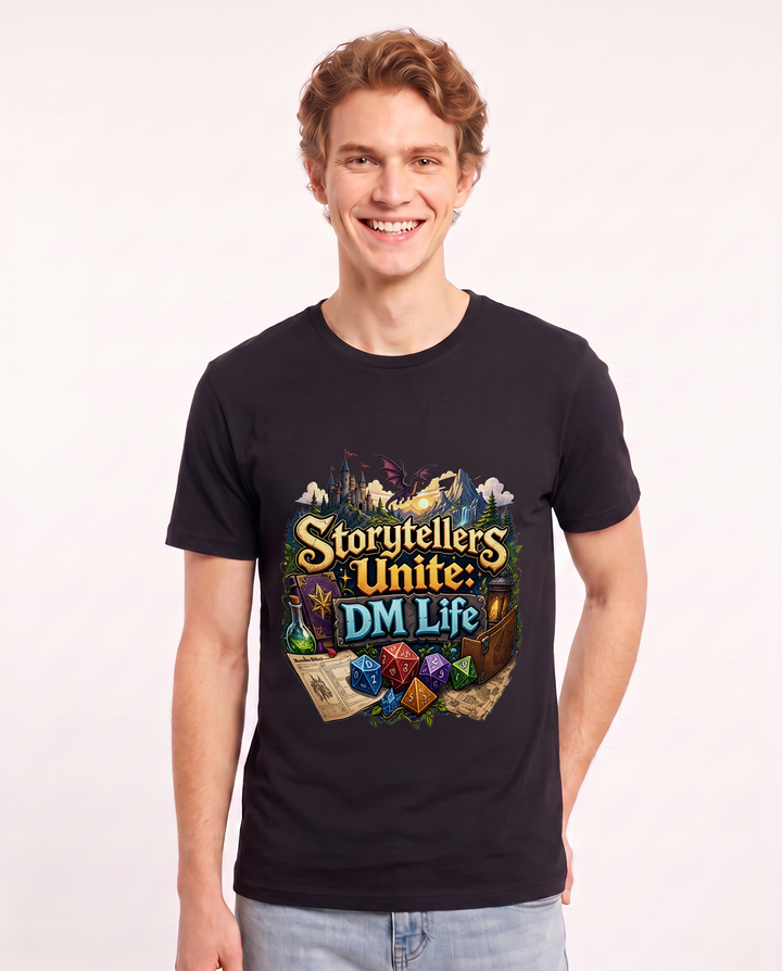 Storytellers Unite: DM Life Men's Black T-Shirt product image 1