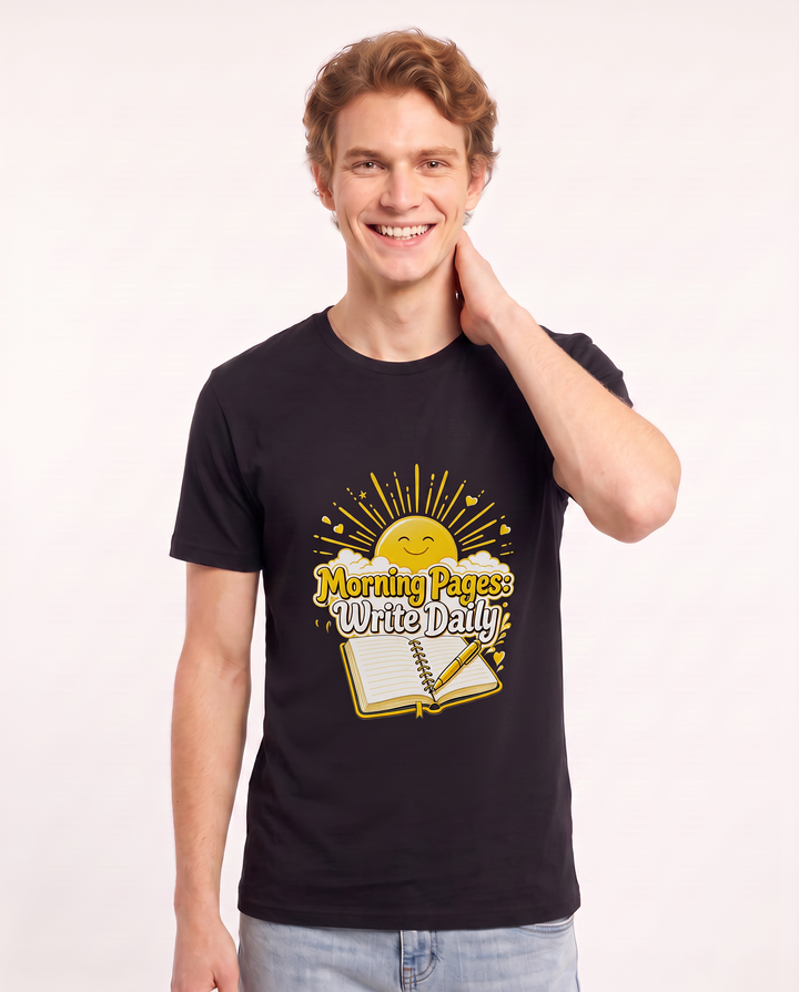 Morning Pages: Write Daily Men's Black T-Shirt product image 1