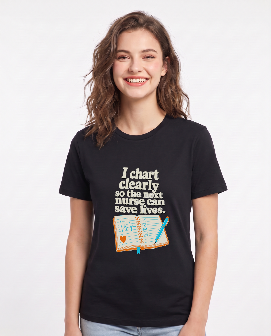 I chart clearly so the next nurse can save lives. Women's Black T-Shirt product image 2