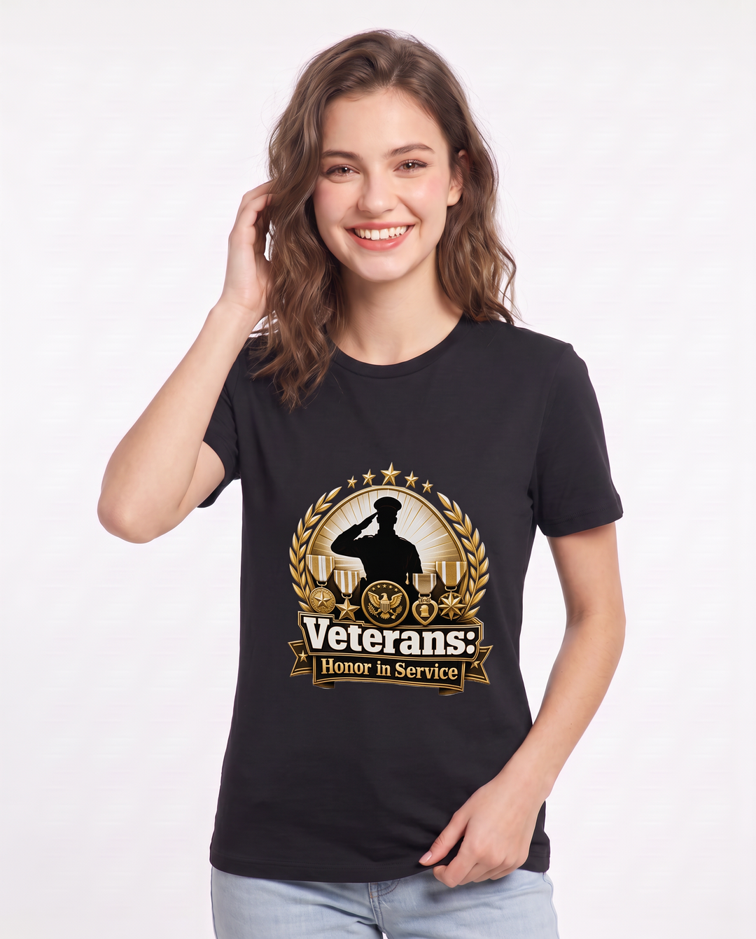 Veterans: Honor in Service Women's Black T-Shirt product image 1