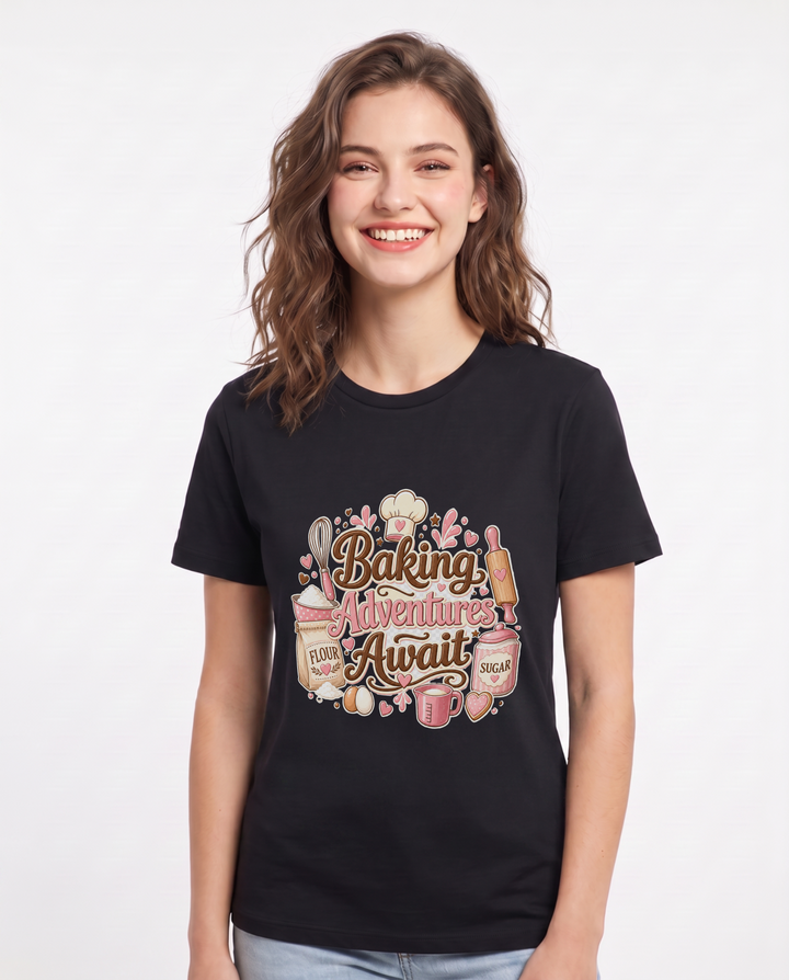 Baking Adventures Await Women's Black T-Shirt product image 2