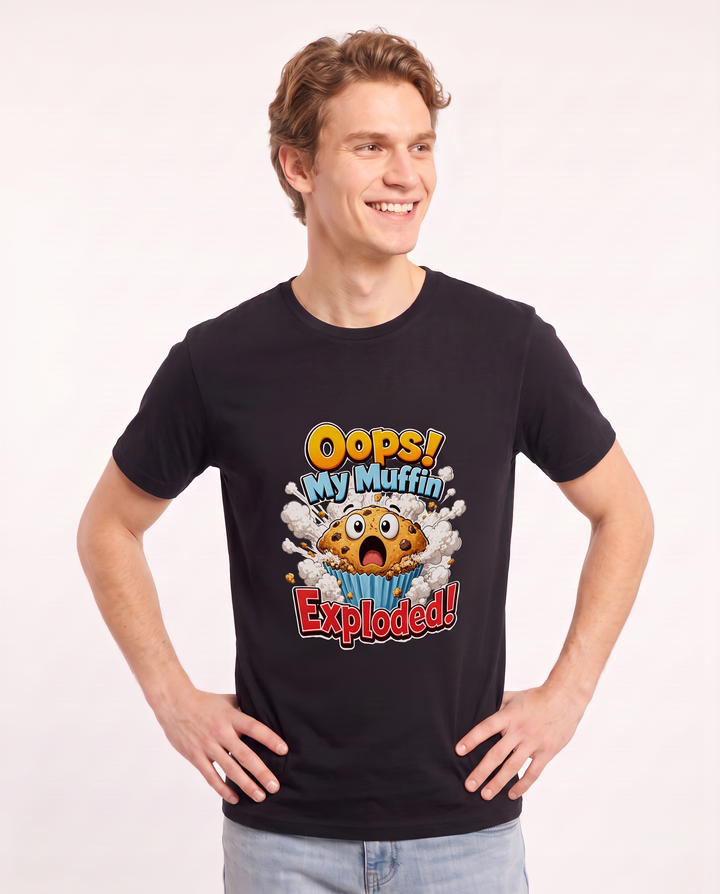 Oops! My Muffin Exploded! Men's Black T-Shirt product image 1