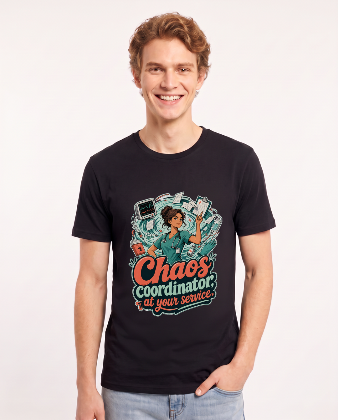 Nurse Black T-Shirt for Men – Nursing Life Graphic Tee product image 1