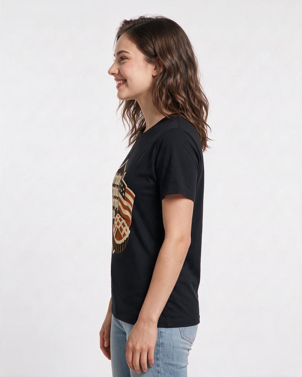 Graphic Women's Black T-Shirt - Patriotism is a potluck. I'm bringing product image 2
