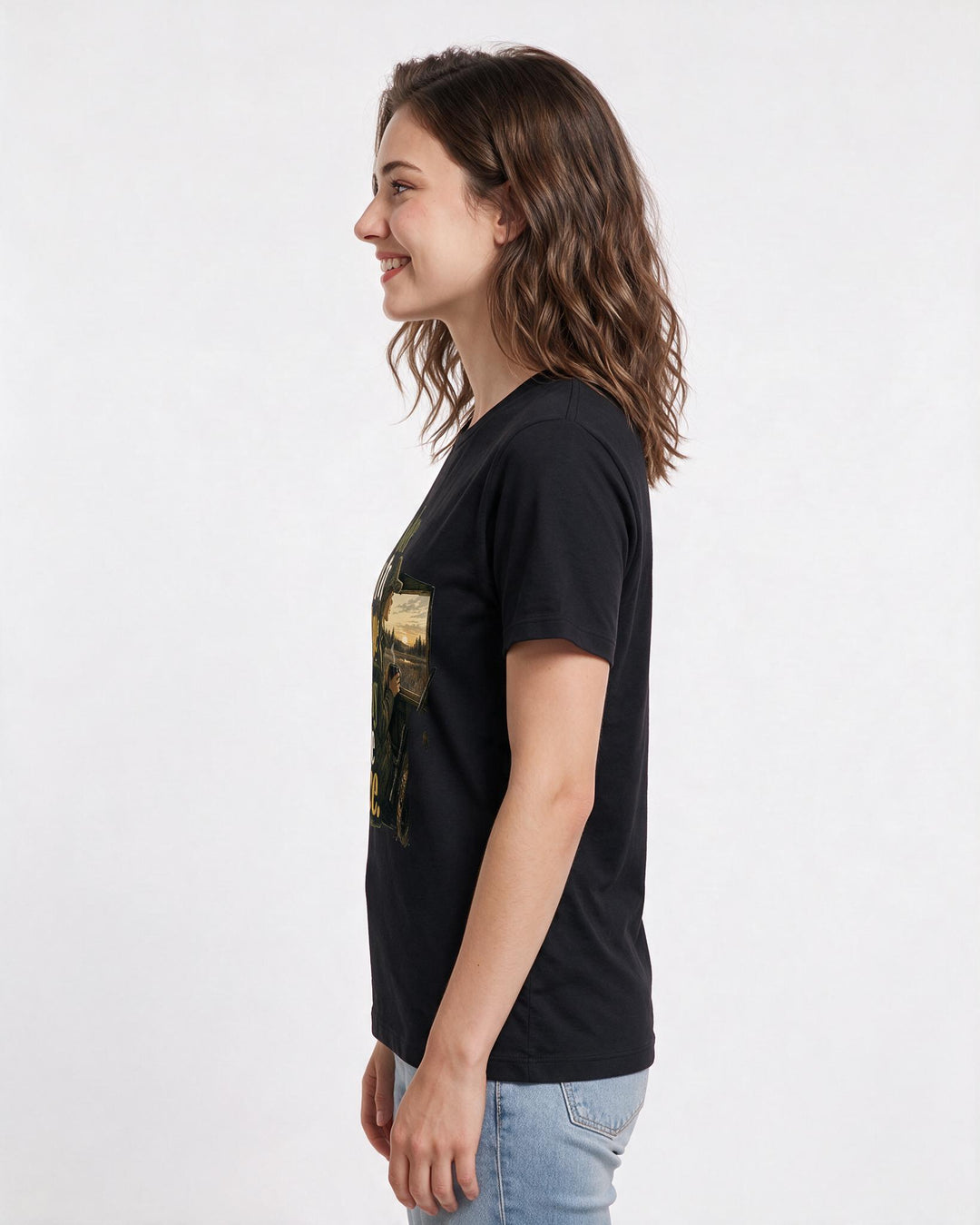 Hunting Women's Black T-Shirt – I wake up for the hope, I stay for the peace. product image 2