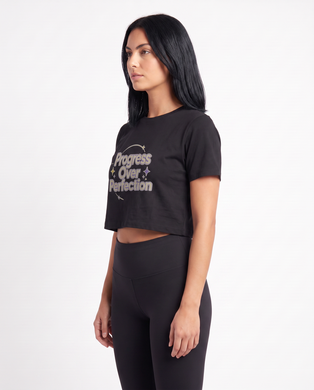 Progress Over Perfection Crop Top mockup 2