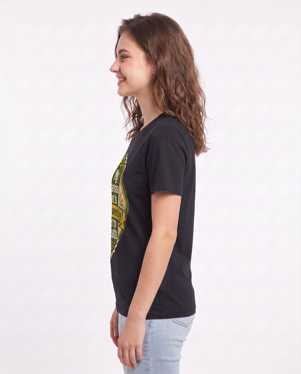 Gaming Women's Black T-Shirt - My charisma stat is permanently set to product image 2