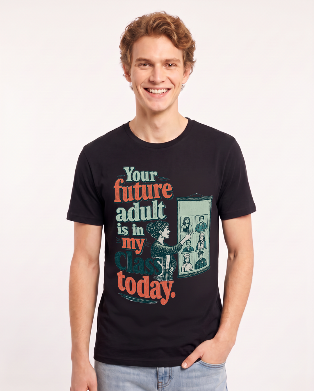Teacher Black T-Shirt for Men – Everyday Expression Graphic Tee product image 3
