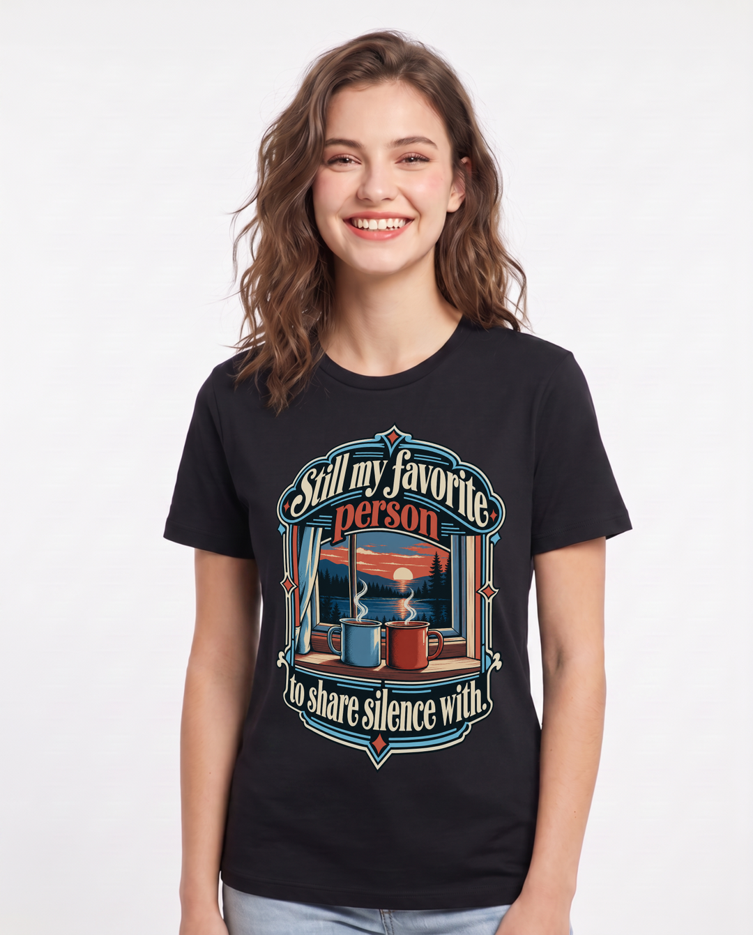 Couples Black T-Shirt for Women – Everyday Expression Graphic Tee product image 3