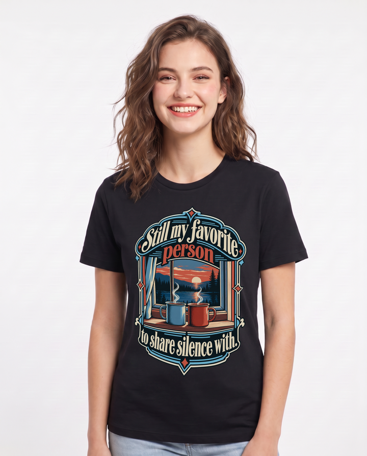 Couples Black T-Shirt for Women – Everyday Expression Graphic Tee product image 3