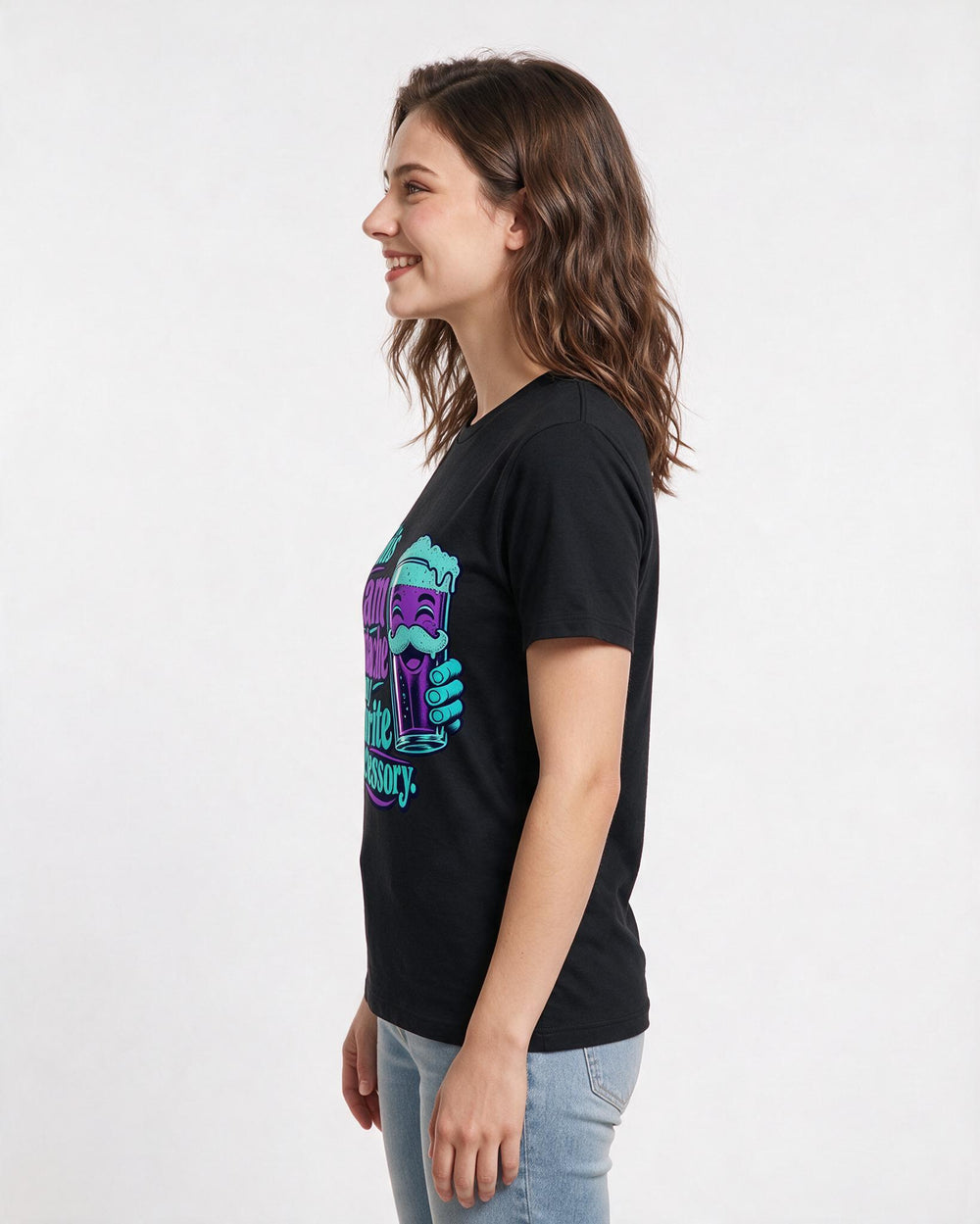 Beer Black T-Shirt for Women – Everyday Expression Graphic Tee product image 2
