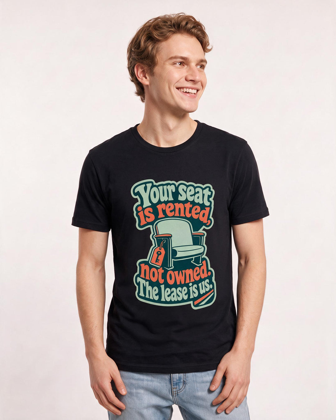 Graphic Men's Black T-Shirt - Your seat is rented, not owned. The product image 3